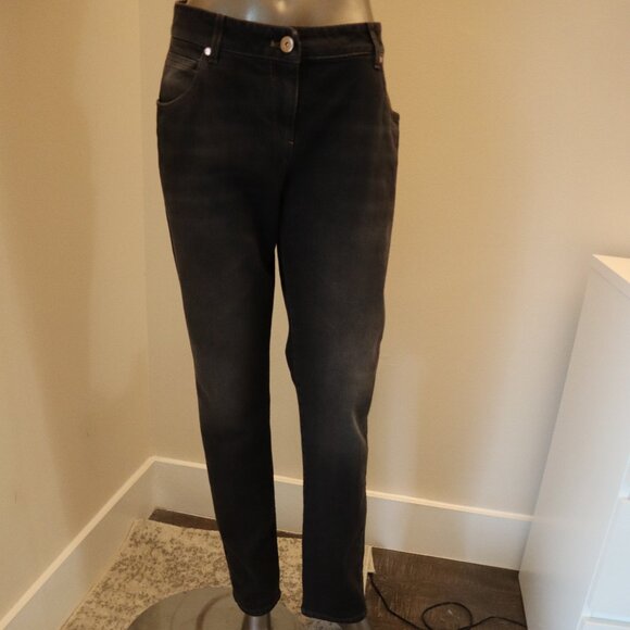 Brunello Cucinelli Black Jeans Distressed Skinny Denim Monili Trim IT 46 USA 10 - Picture 7 of 11